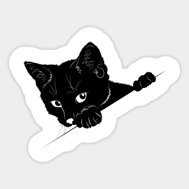 Black Cat Peeking Sticker by Maful